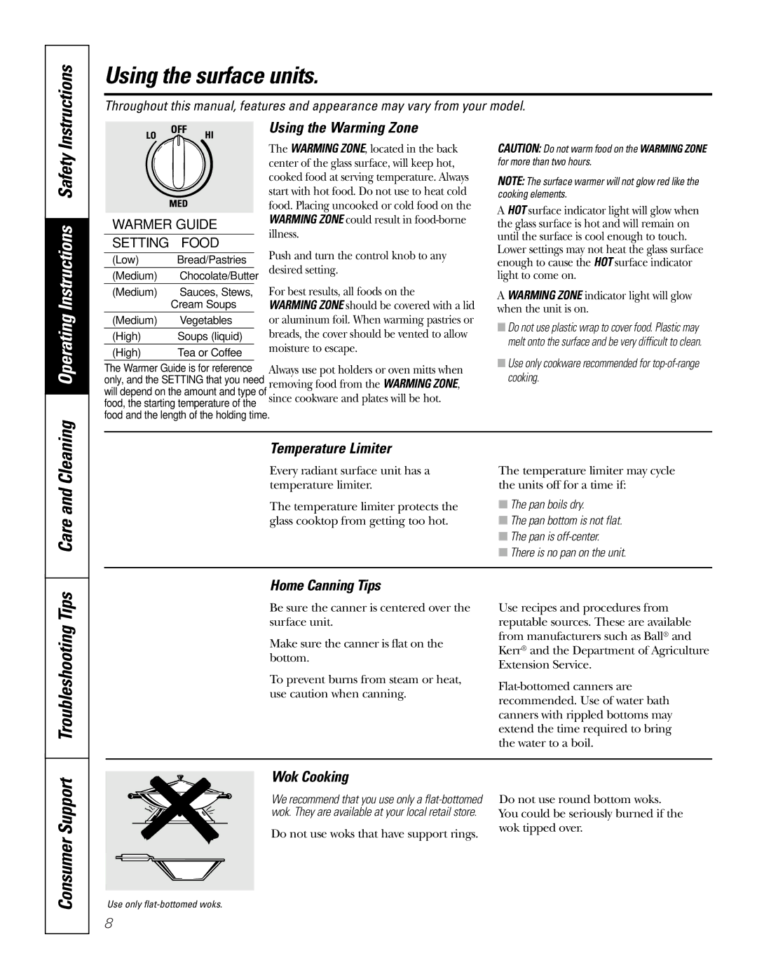 GE JBP89 owner manual Instructions, Troubleshooting Tips, Consumer Support 