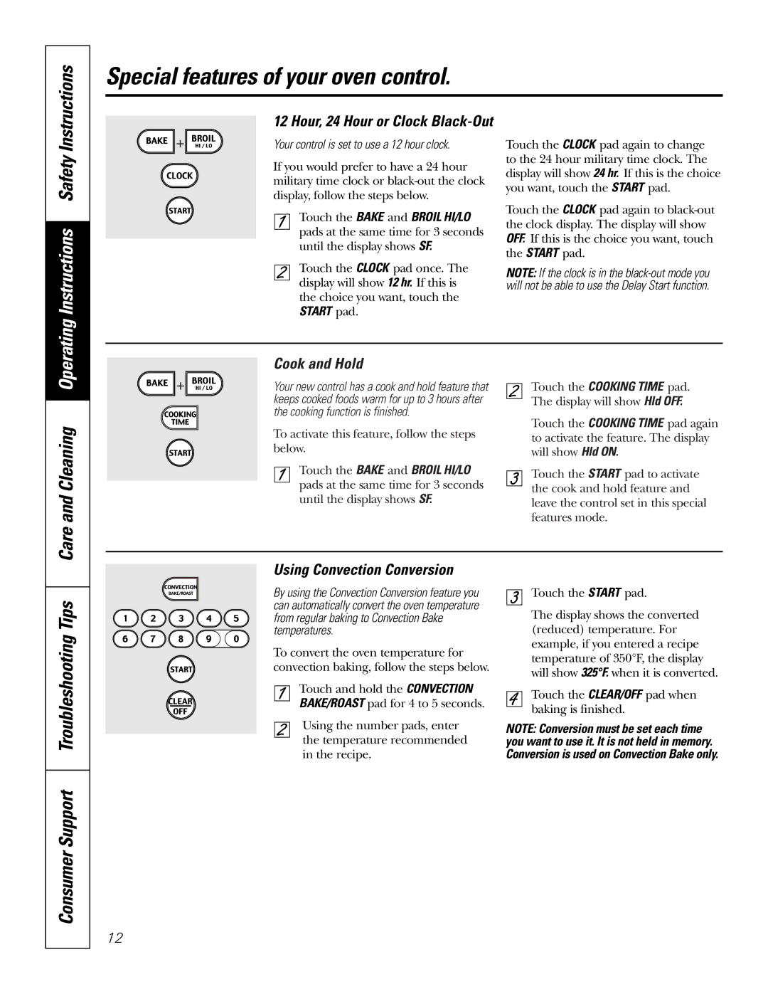 GE JBP91, 49-80117-1, 164D4290P075-1 Instructions, Care and Cleaning, Consumer Support Troubleshooting Tips, Cook and Hold 