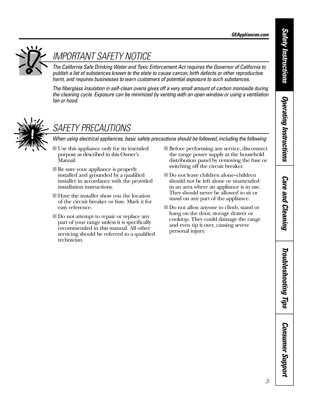 GE JBP91, 49-80117-1, 164D4290P075-1 owner manual Safety Instructions Operating Instructions, GEAppliances.com 