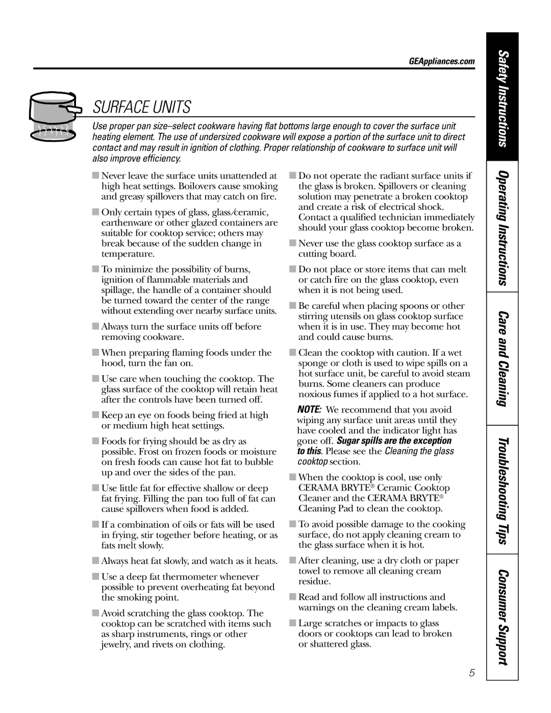 GE 164D4290P075-1, JBP91, 49-80117-1 owner manual Surface Units 