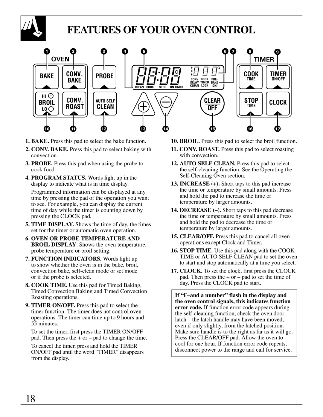 GE JBP95 warranty Features of Your Oven Control, Timer 