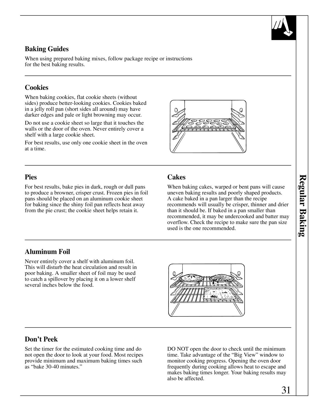 GE JBP95 warranty Regular Baking 