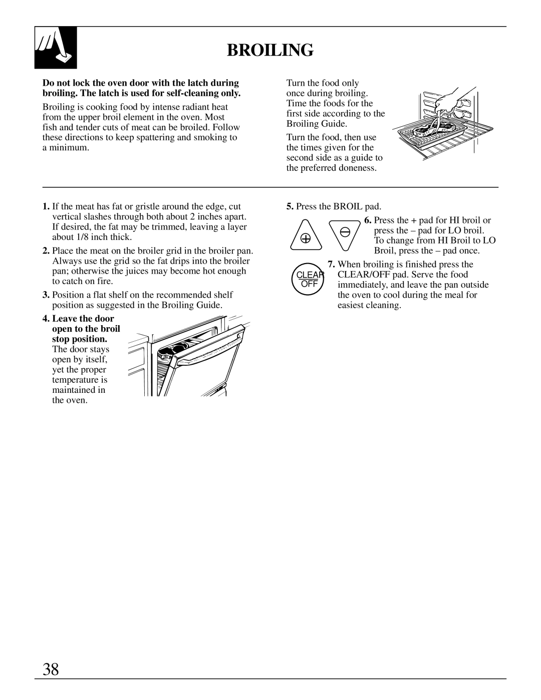 GE JBP95 warranty Broiling 