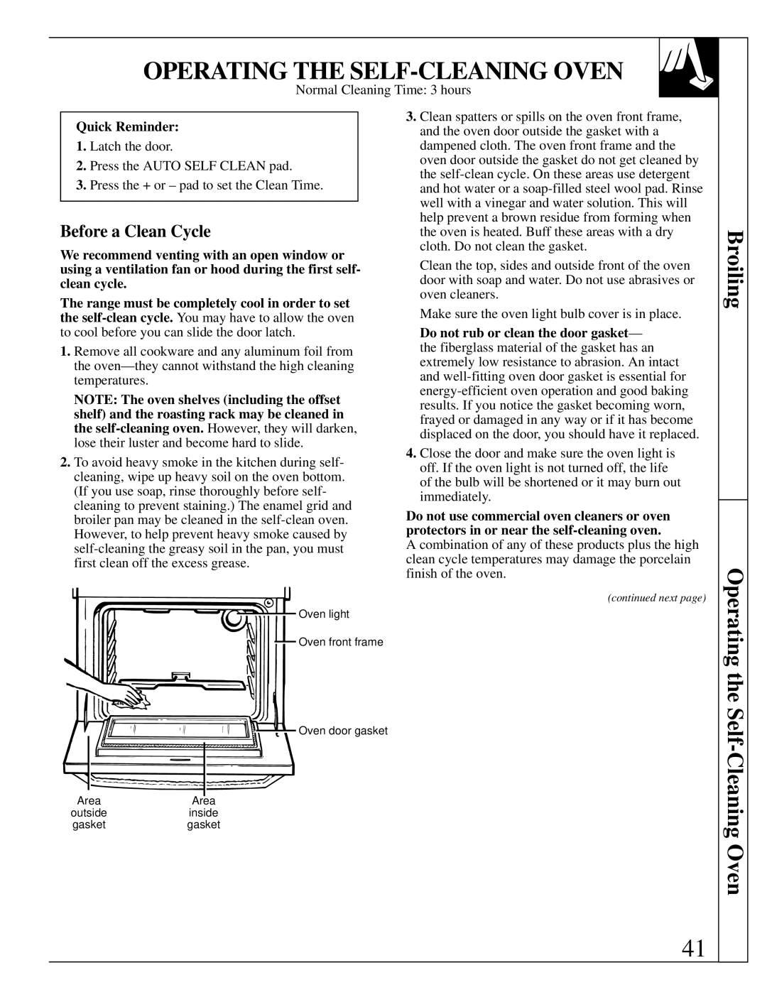 GE JBP95 warranty Operating the SELF-CLEANING Oven, Operating the Self-Cleaning Oven, Before a Clean Cycle 