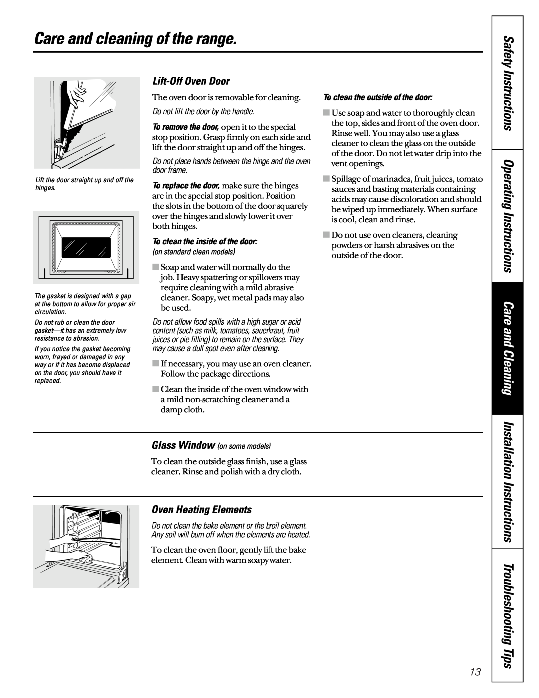 GE JBS08PIC Safety, Instructions Operating Instructions Care and Cleaning, Installation Instructions Troubleshooting Tips 