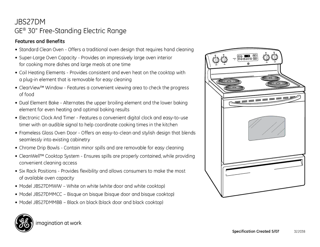 GE JBS27DM installation instructions Features and Benefits 