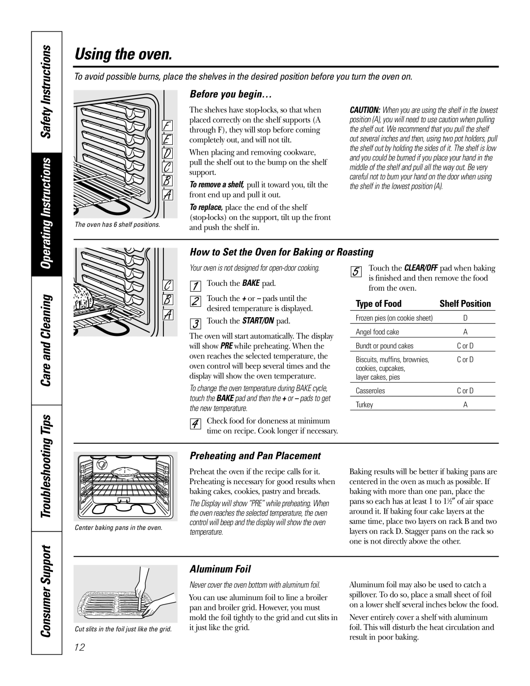 GE JBS55 owner manual Using the oven, Instructions, Tips, Troubleshooting 