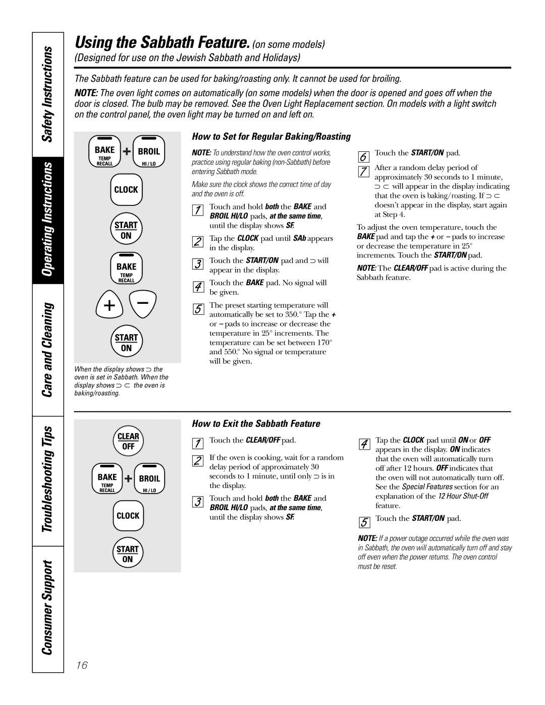 GE JBS55 owner manual Using the Sabbath Feature. on some models, How to Exit the Sabbath Feature 