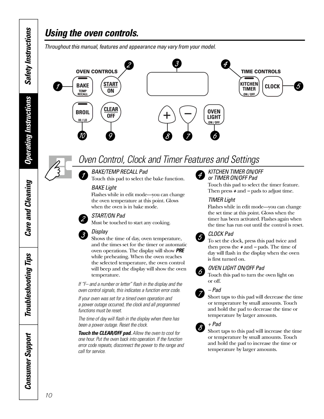 GE JBS55S owner manual Using the oven controls, Cleaning 