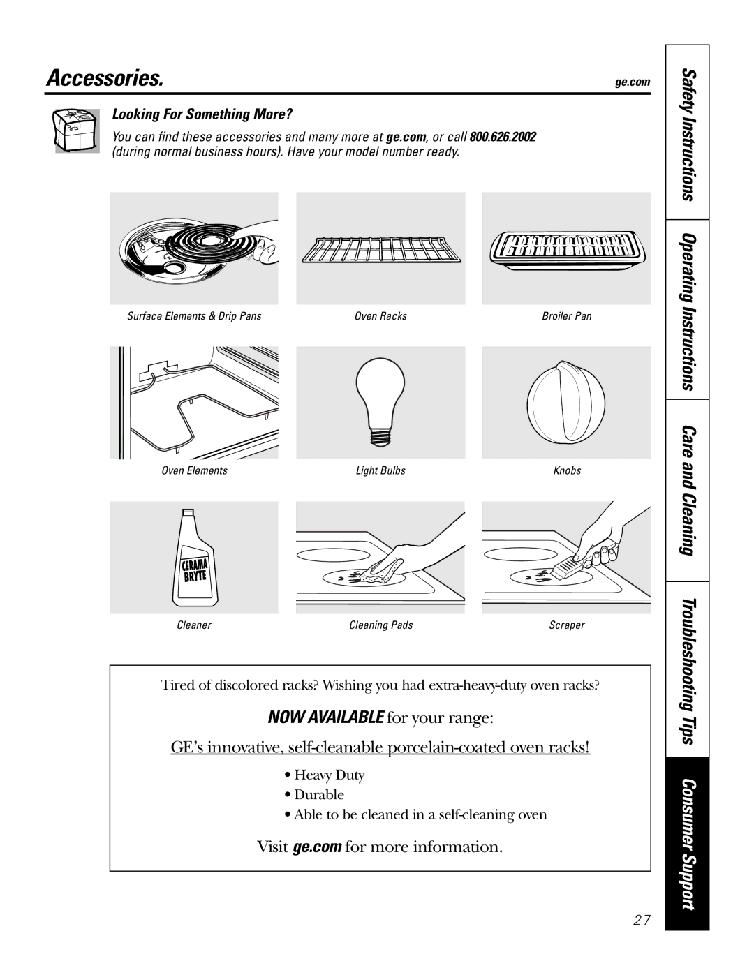 GE JBS55S owner manual Accessories, Looking For Something More? 