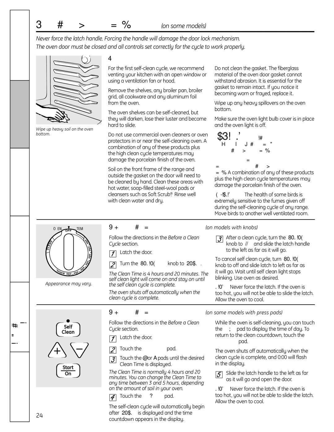 GE JBS56 installation instructions Using the self-cleaning oven. on some models, Before a Clean Cycle, Self Clean pad 