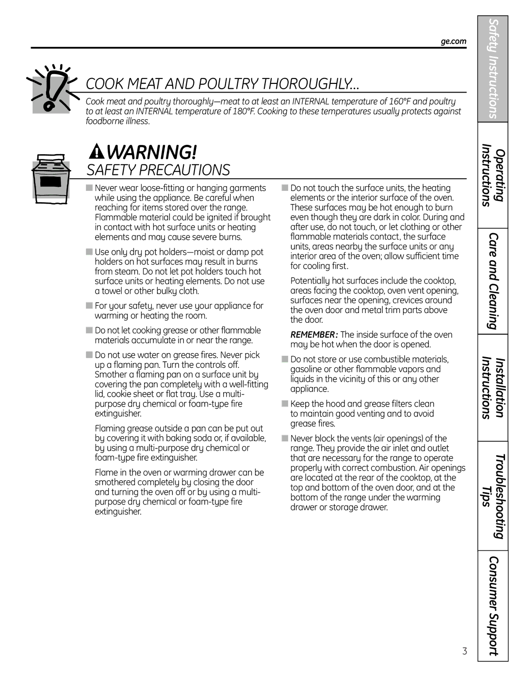 GE JBS56 installation instructions Cook Meat and Poultry THOROUGHLY…, Ge.com 