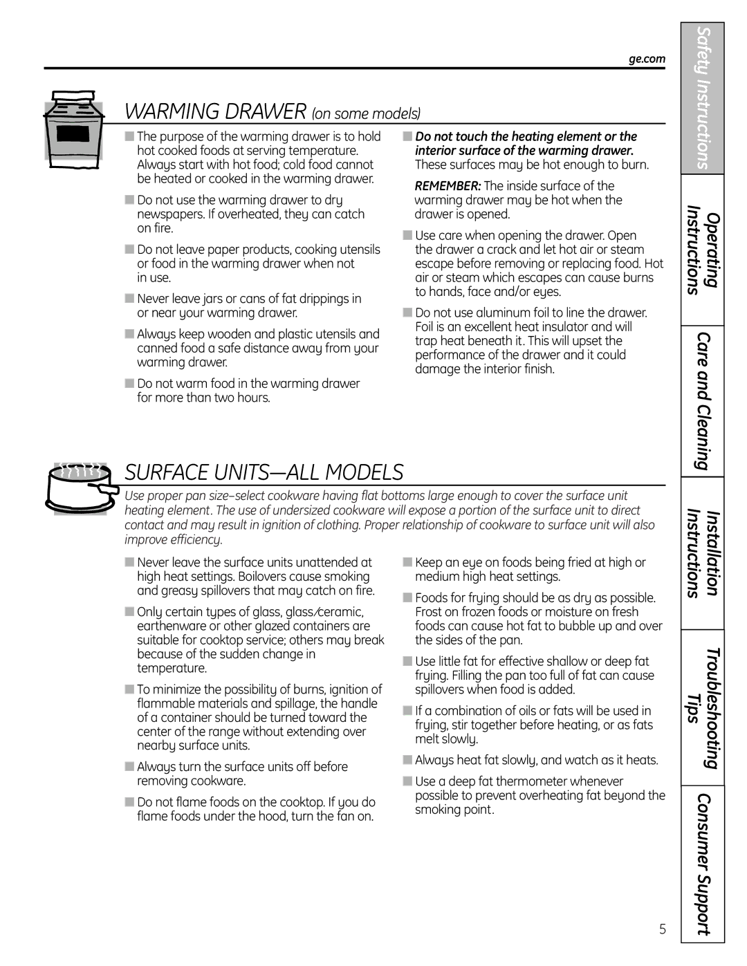 GE JBS56 installation instructions Surface UNITS-ALL Models 