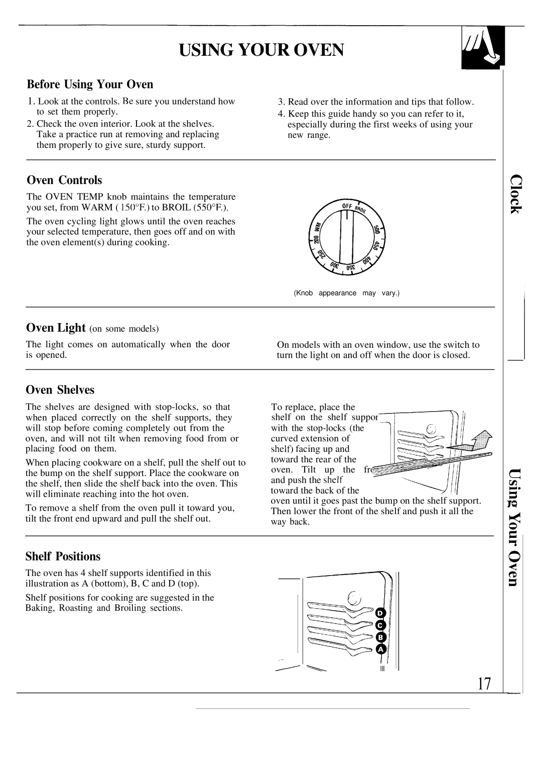 GE JBW3-4 warranty Before Using Your Oven, Oven Controls, Oven Shelves, Shelf Positions 