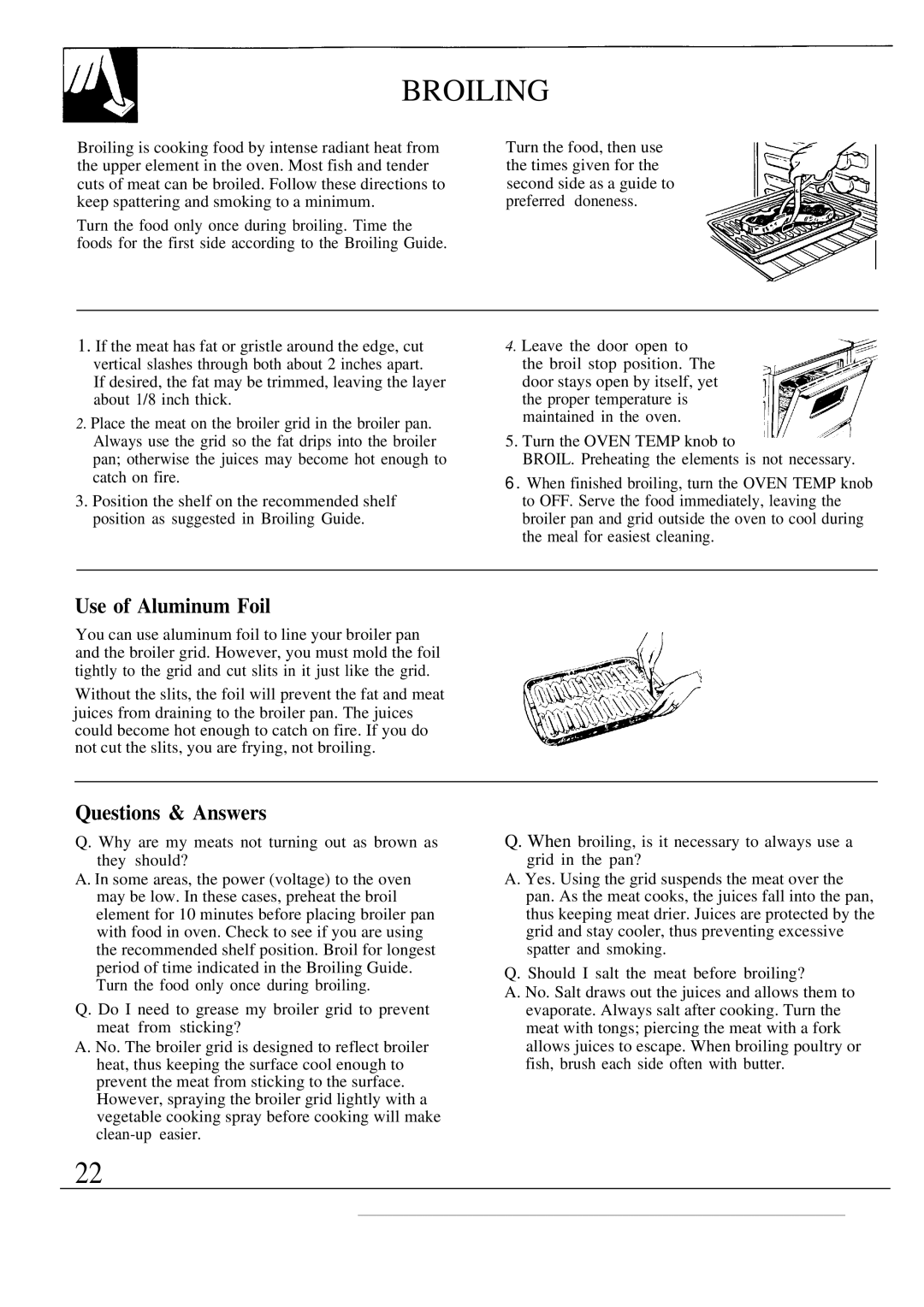 GE JBW3-4 warranty Broiling, Questions & Answers 