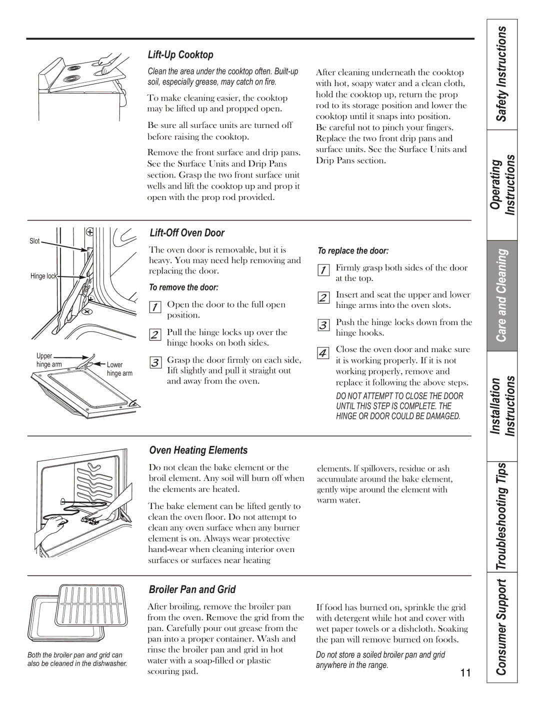 GE JCAS 730 manual Safety Instructions Operating, Installation Instructions 