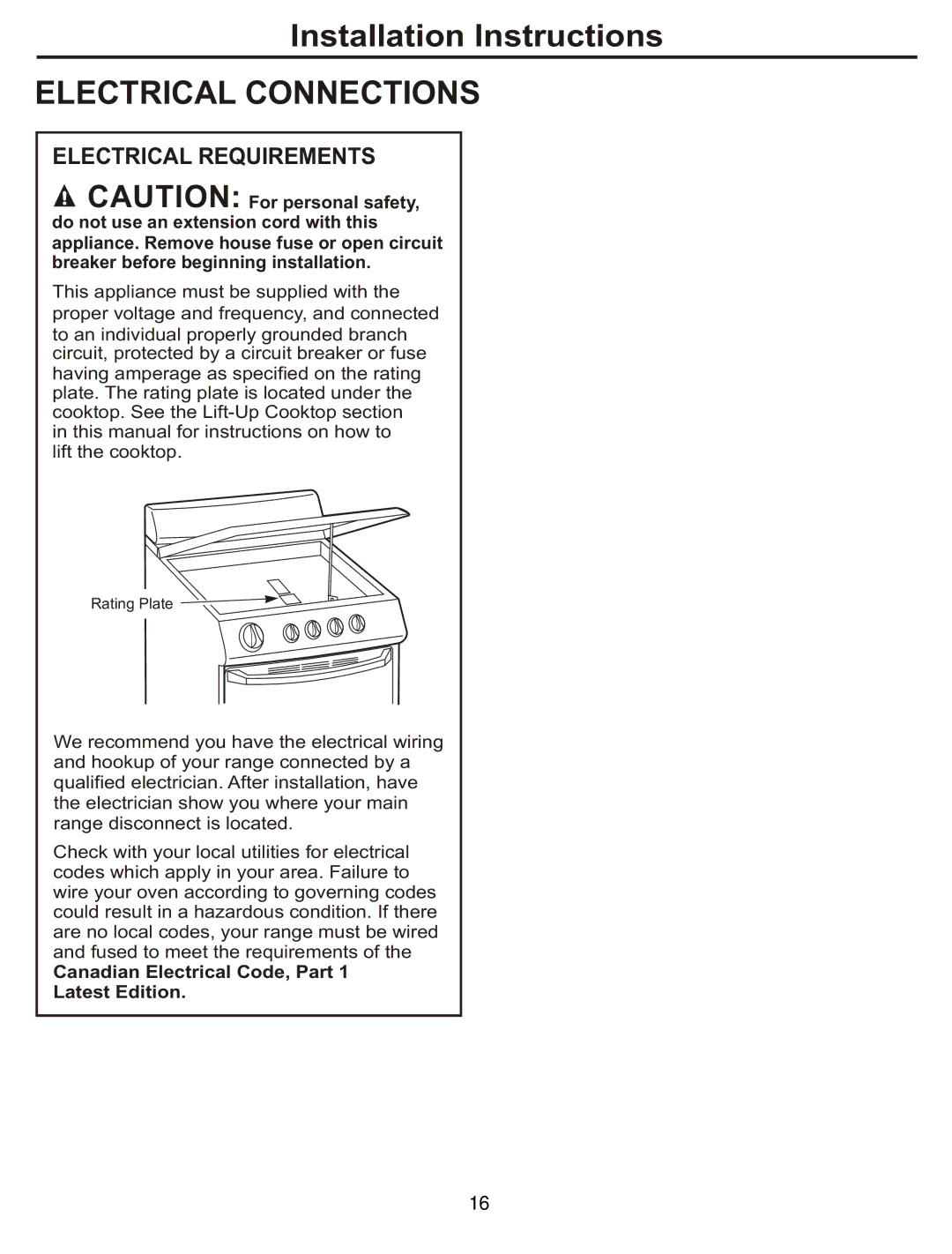 GE JCAS 730 manual Electrical Connections 