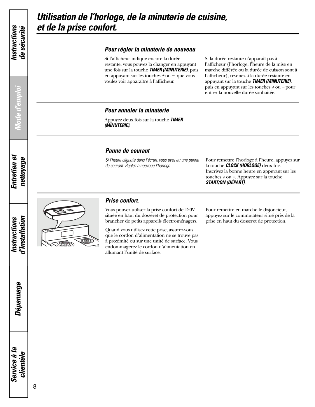 GE JCAS 730 manual Mode d’emploi 