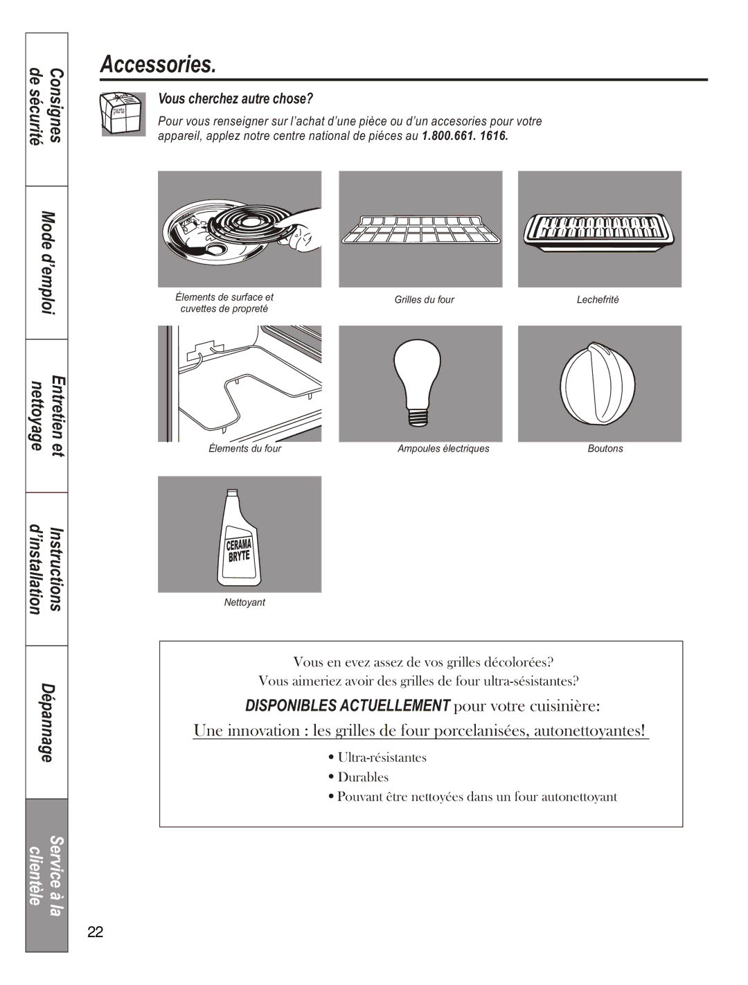 GE JCAS 730 manual Accessories, Vous cherchez autre chose? 