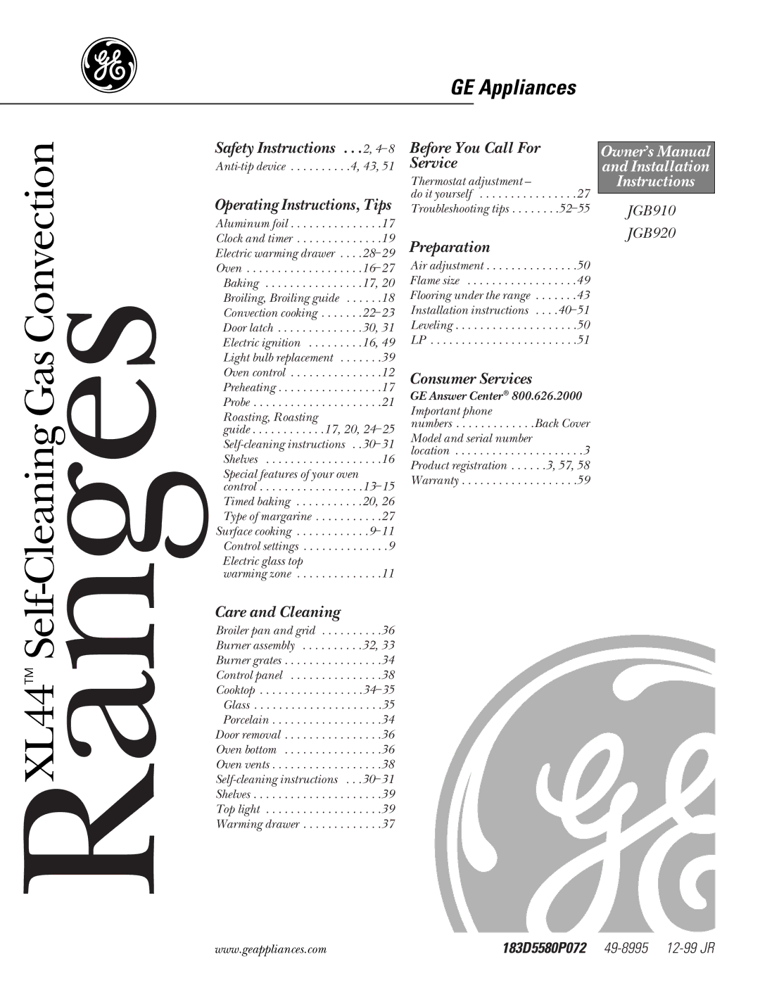 GE JCB910, JCB920 owner manual Convection 