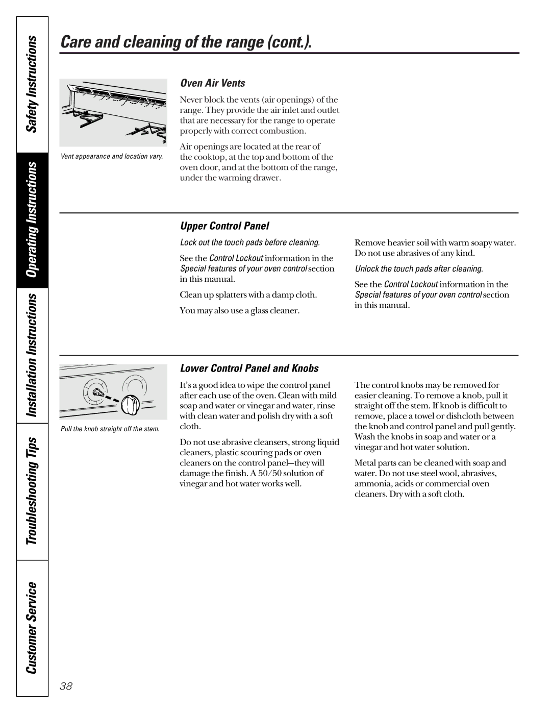 GE JCB920, JCB910 owner manual Instructions Safety Instructions, Instructions Operating, Oven Air Vents, Upper Control Panel 