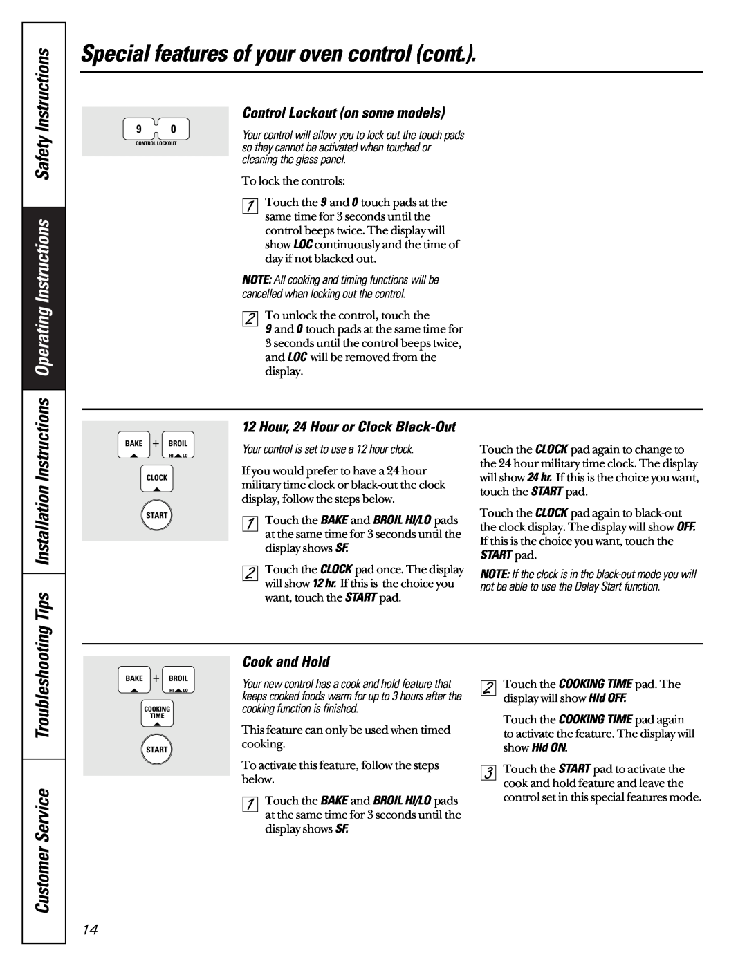 GE JCB920 Special features of your oven control cont, Operating Instructions Safety Instructions, Tips, Troubleshooting 
