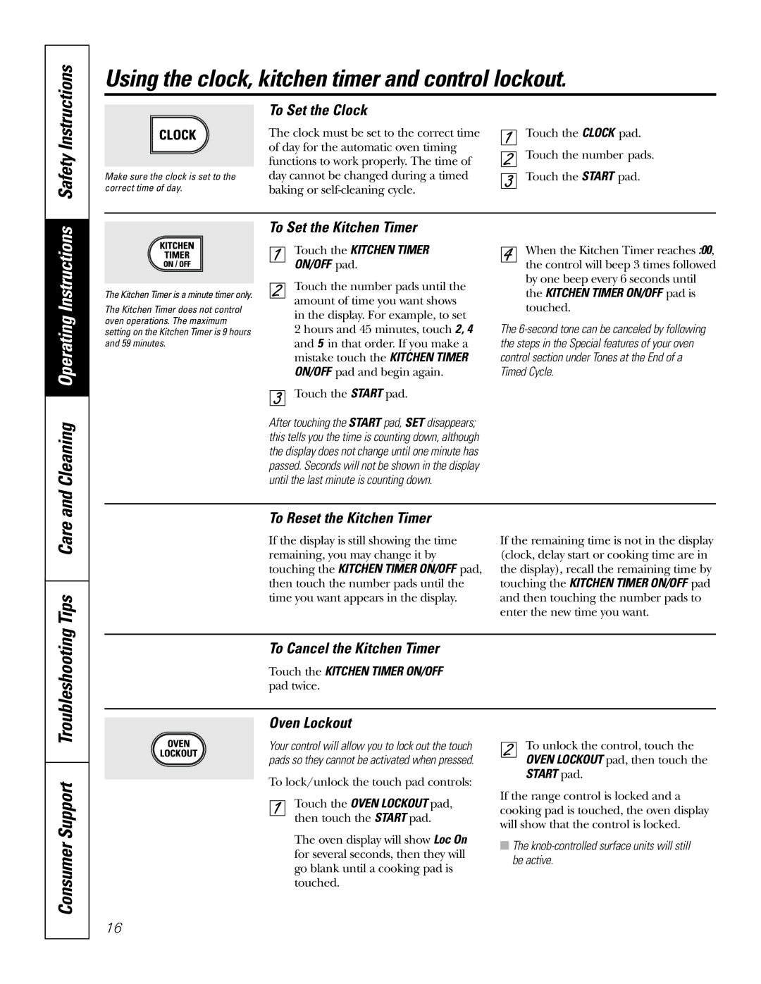 GE JCB968, JCB905 owner manual Using the clock, kitchen timer and control lockout, Troubleshooting 