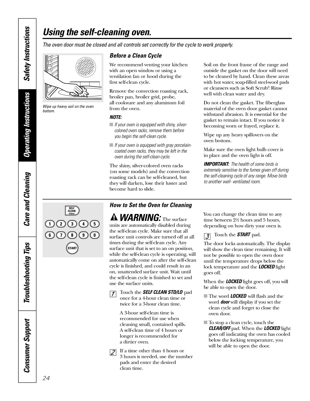 GE JCB968, JCB905 owner manual Using the self-cleaning oven, Before a Clean Cycle, How to Set the Oven for Cleaning 