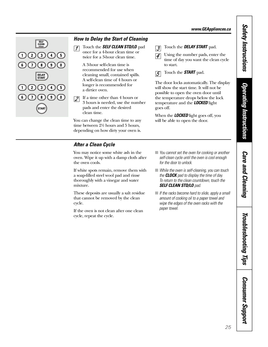 GE JCB905 Care and Cleaning Troubleshooting Tips Consumer Support, How to Delay the Start of Cleaning, After a Clean Cycle 