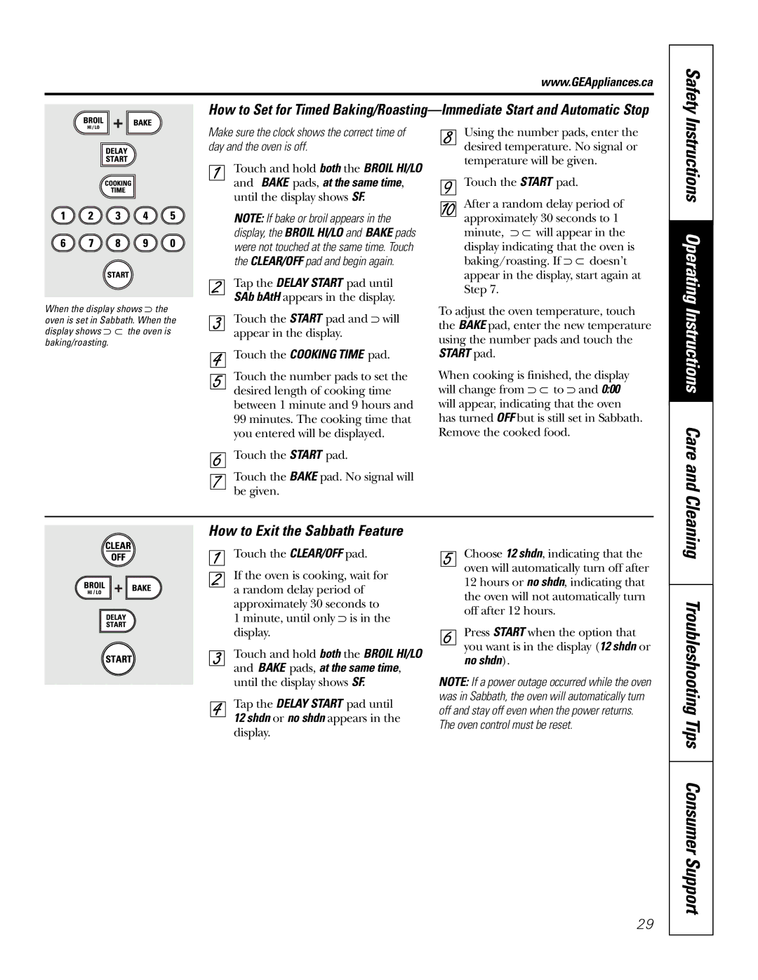 GE JCB905, JCB968 owner manual Troubleshooting Tips Consumer Support, How to Exit the Sabbath Feature 