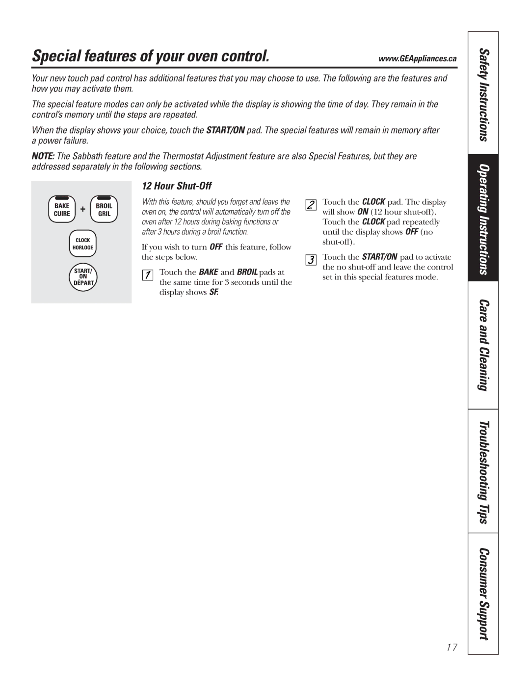 GE JCBP78, JCBP67, JCBP65, JCBP70, JCBP83, JCBP81, JCBP80, JCBP71, JCBP66 Special features of your oven control, Hour Shut-Off 