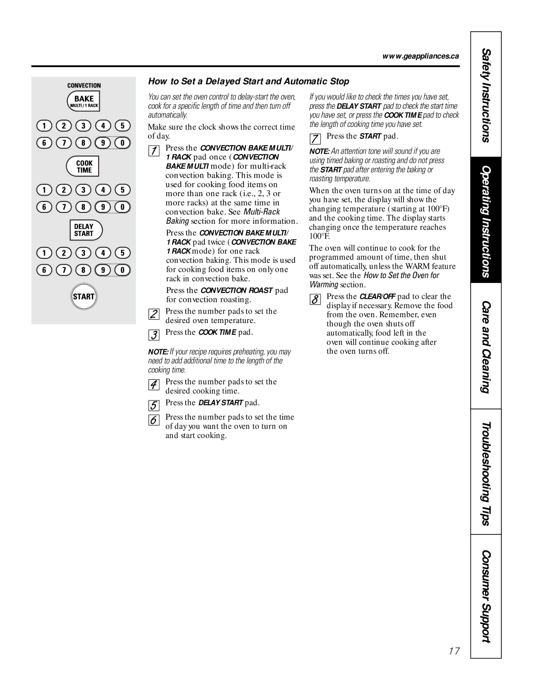 GE JCT 915, JCK 915 owner manual Instructions Operating Instructions Care and Cleaning 