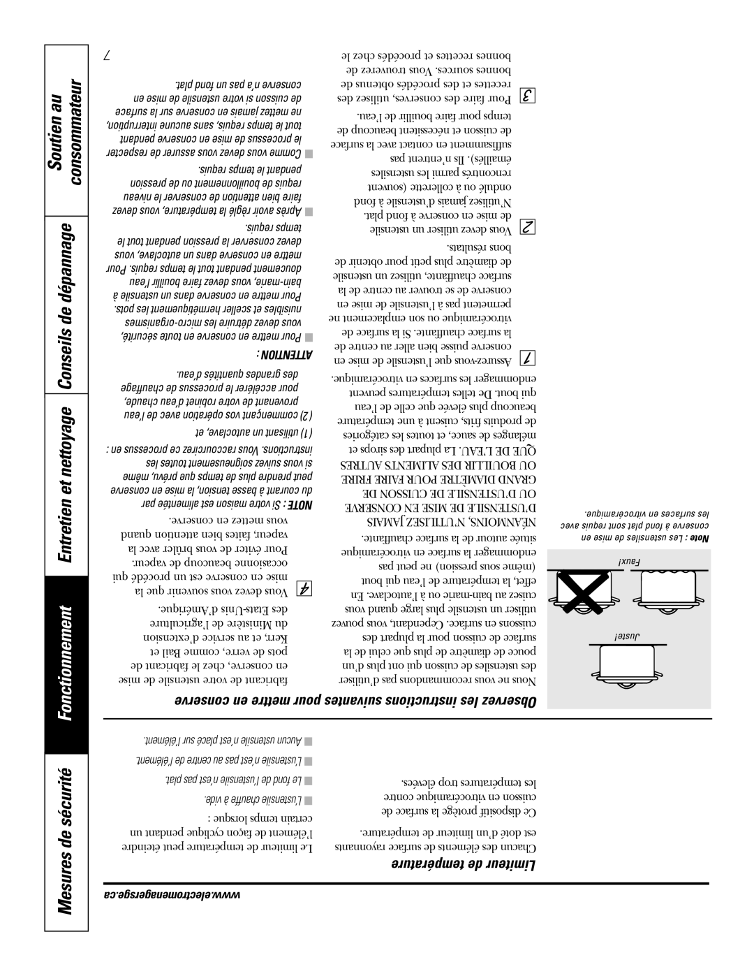 GE JCP350, JCP340 owner manual Conserve en mettre pour suivantes instructions les Observez, Température de Limiteur 