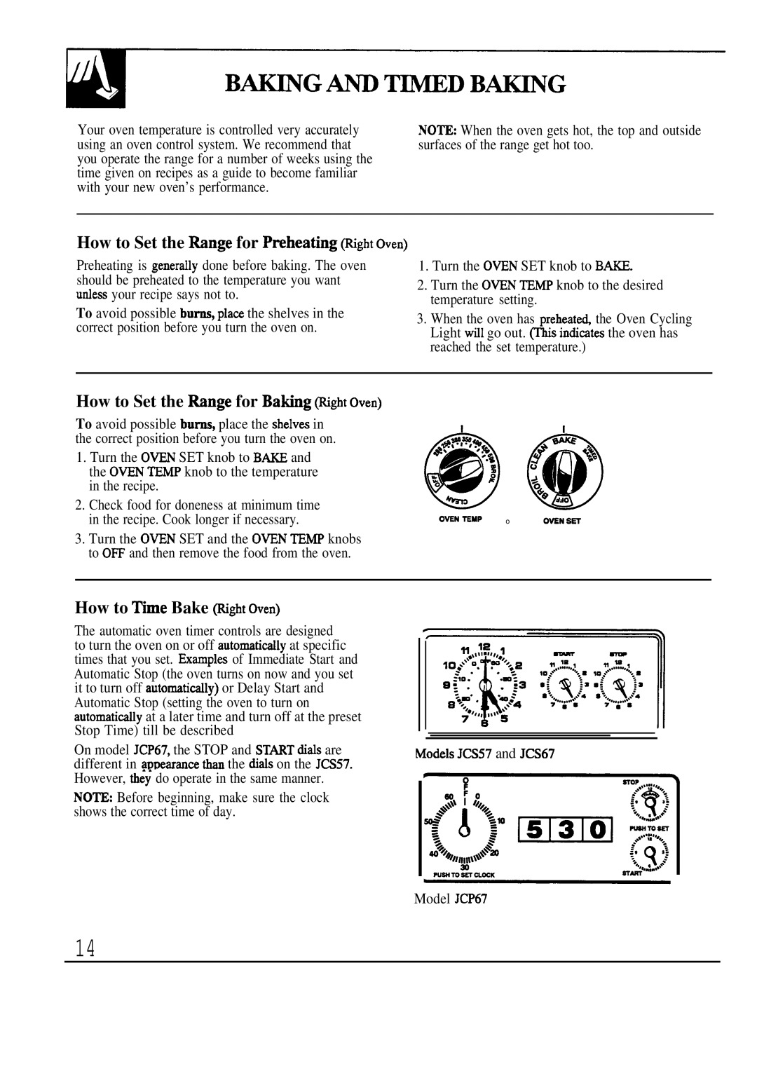 GE JCP67 manual How to Set the Mnge for BaMg @ght Oven, How to ~me Bake @ght Oven, Ow muP o 