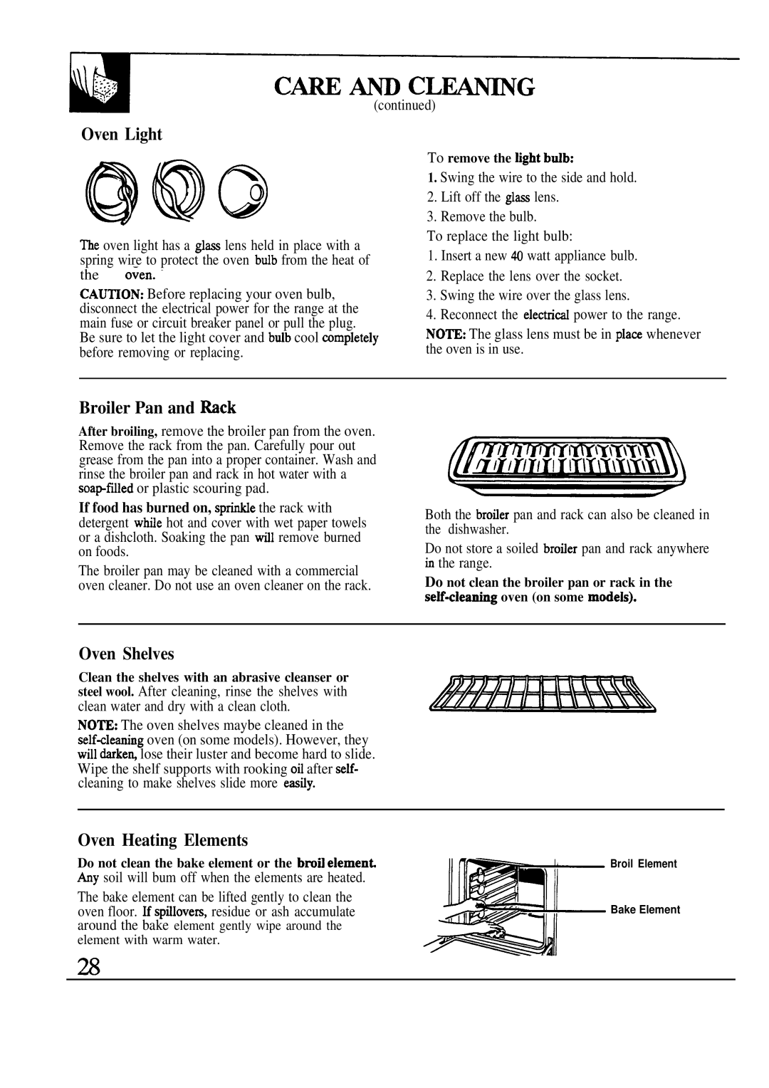 GE JCP67 manual Broiler Pan and Mck, Oven Heating Elements 