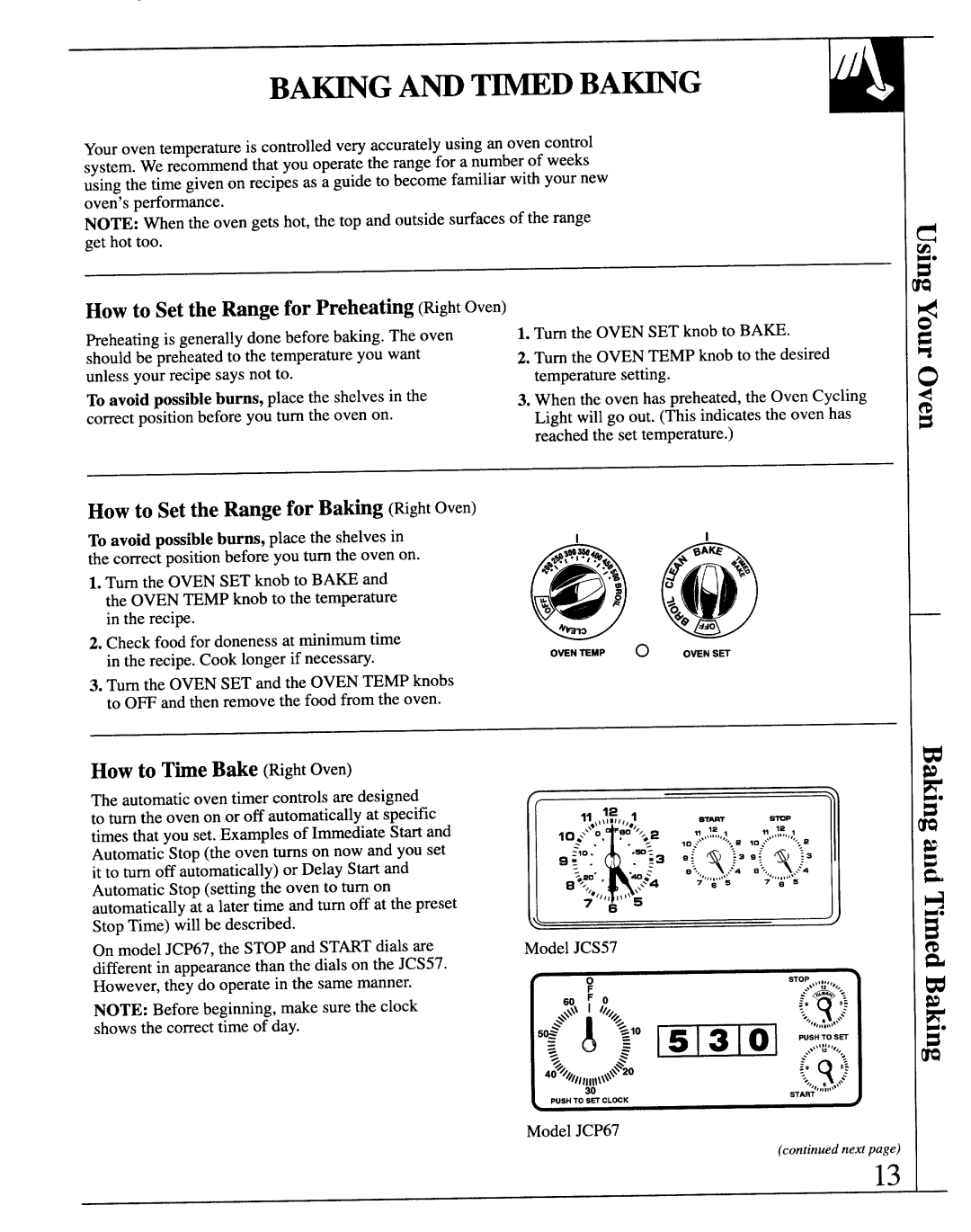 GE JCS57 manual BA~G Am MD BA~G, How to Set the Range for Baking Rght Oven, How to The Bake Wght Oven 