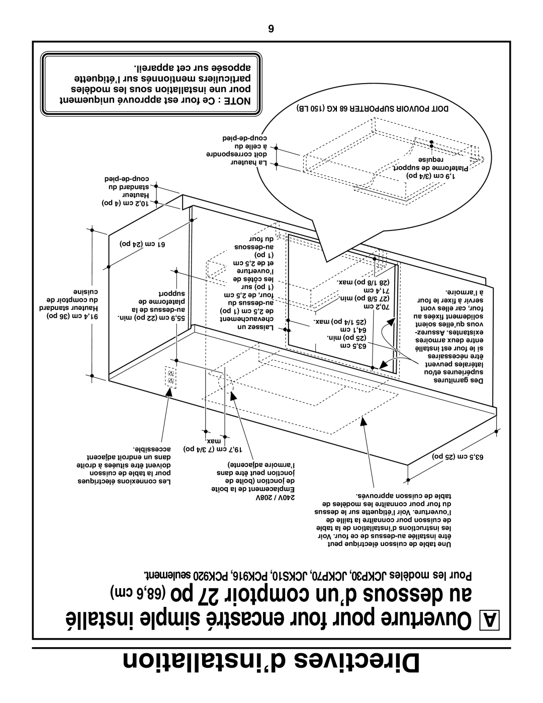 GE PCK920, JCTP30, JCKS10, JCKP70, JCKP30, JCTP70, PCK916, PCT916, PCT920 installation instructions Po 27 comptoir d’un dessous au 