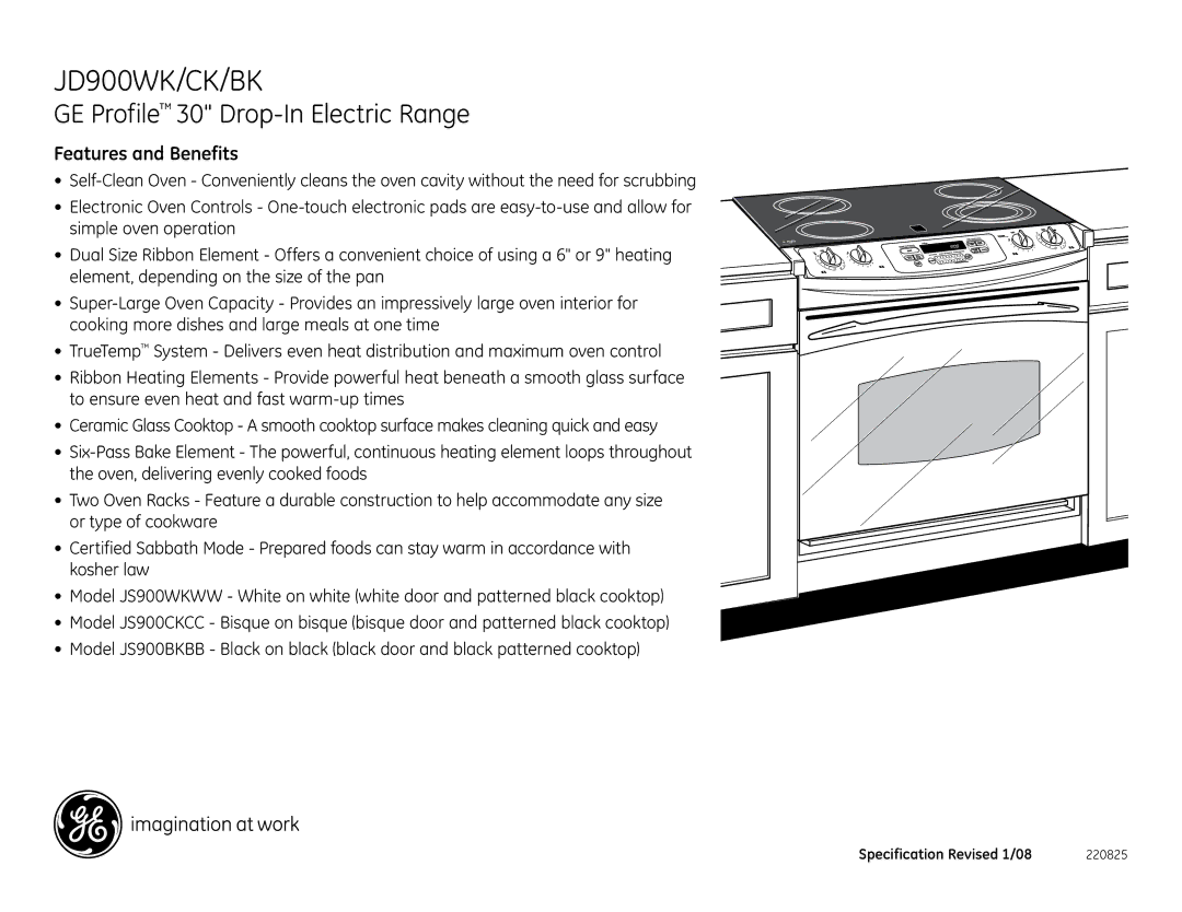 GE JD900BKBB installation instructions Features and Benefits 