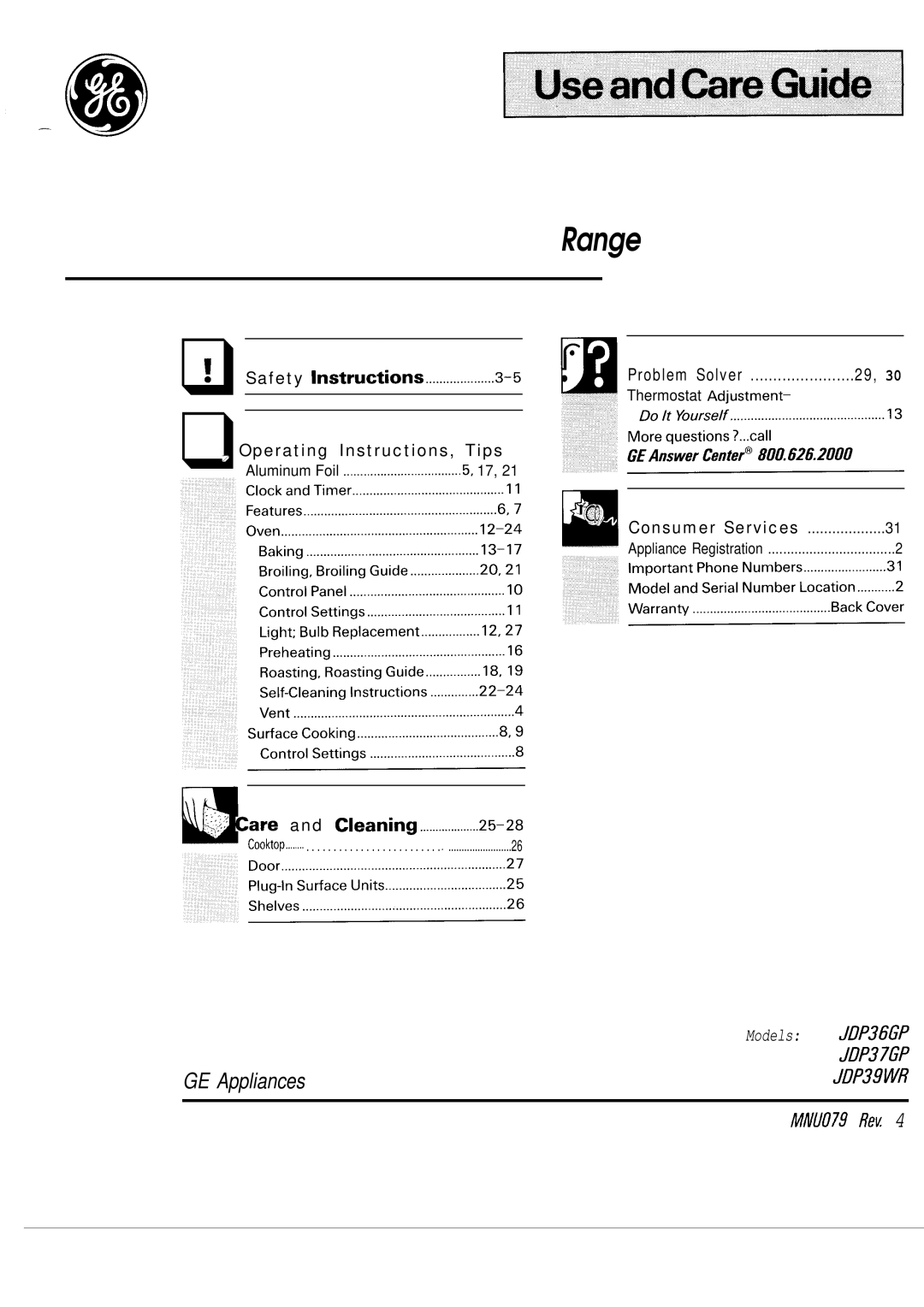 GE JDP39WR, JDP36GP, JDP37GP operating instructions Iiill 