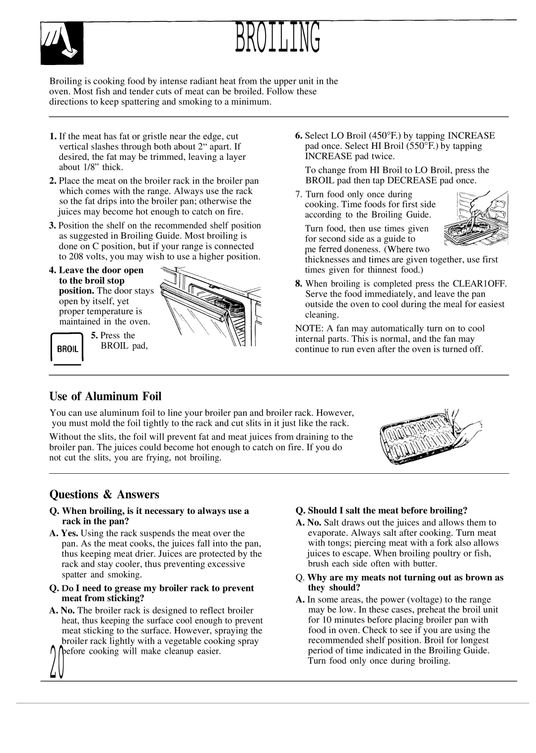 GE JDP37GP, JDP36GP, JDP39WR Use of Aluminum Foil, Questions & Answers, Should I salt the meat before broiling? 