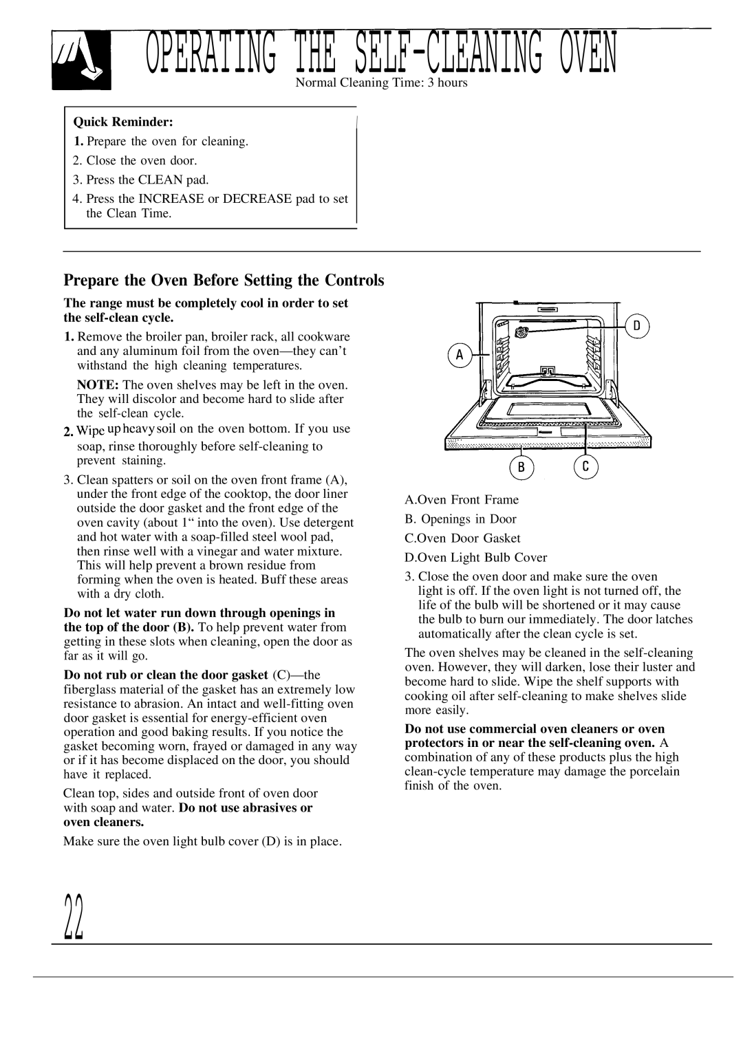 GE JDP39WR, JDP36GP, JDP37GP Operating the SELF-CLEANING Oven, Prepare the Oven Before Setting the Controls 