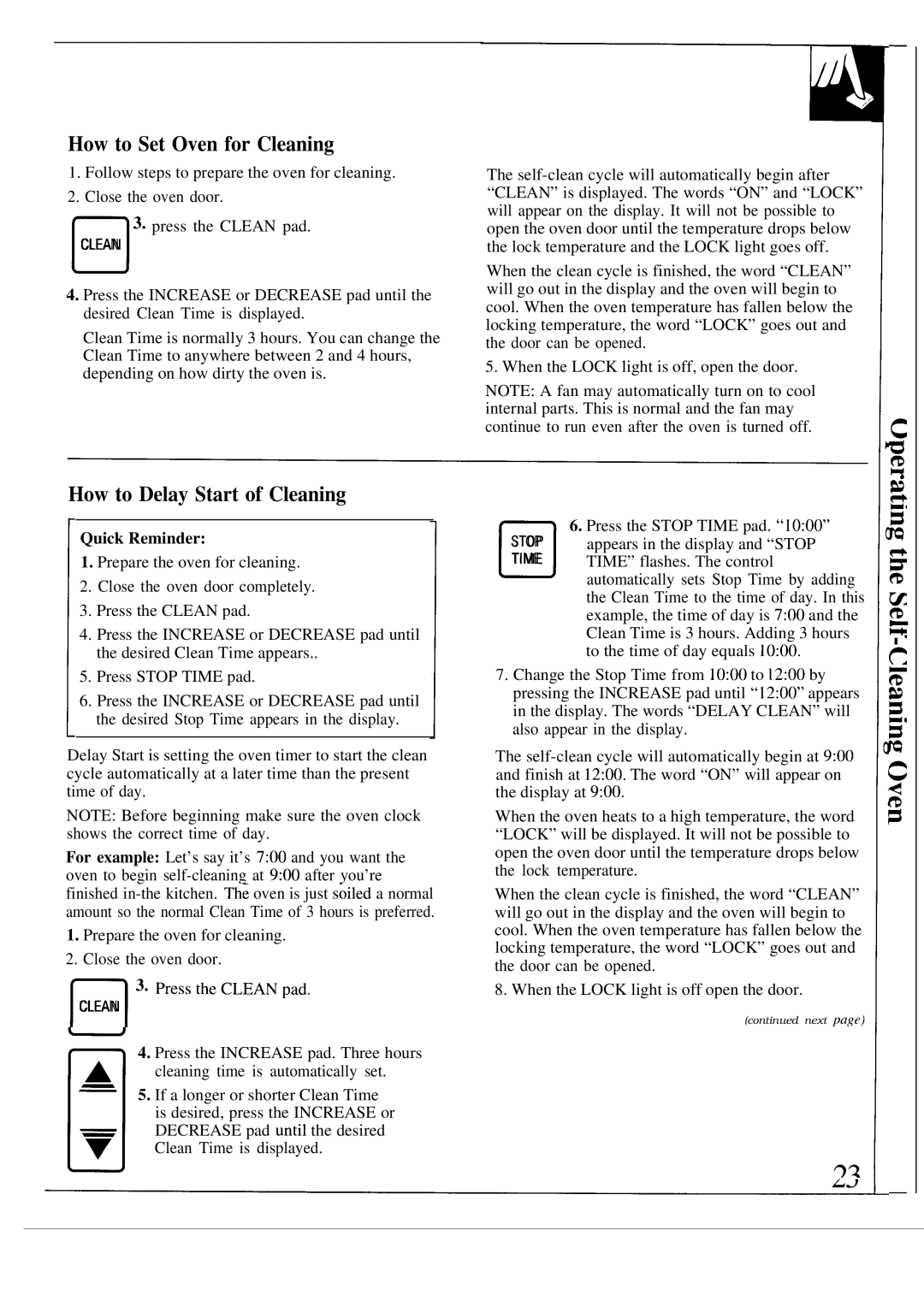 GE JDP37GP, JDP36GP, JDP39WR How to Set Oven for Cleaning, How to Delay Start of Cleaning, PressthecLEAN@ 