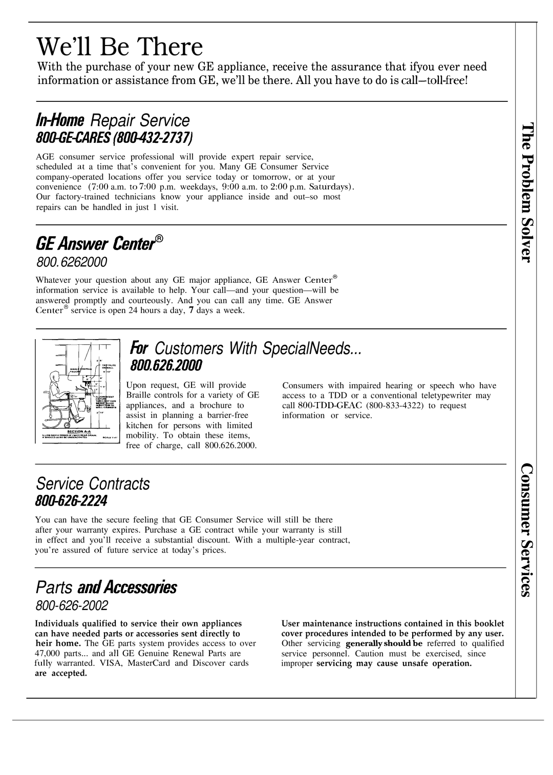 GE JDP39WR, JDP36GP, JDP37GP operating instructions We’ll Be There 