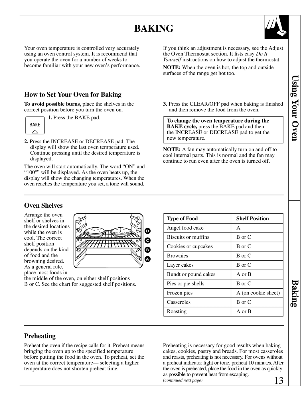 GE JDP36, JDP37 manual Using Your Oven, How to Set Your Oven for Baking, Preheating 