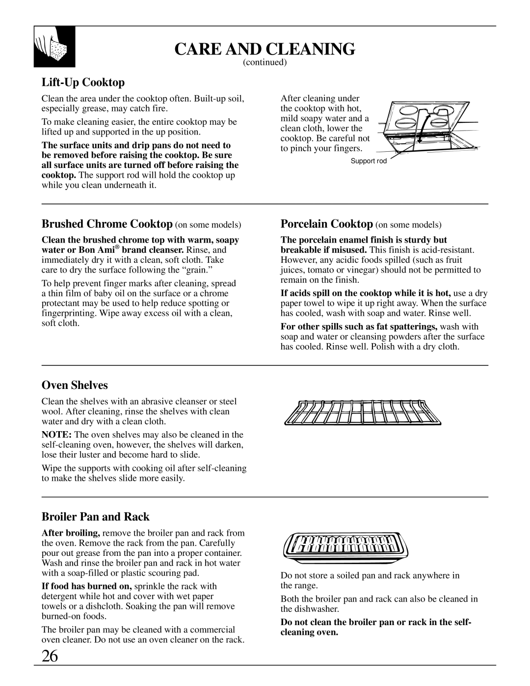 GE JDP37 Lift-Up Cooktop, Brushed Chrome Cooktop on some models, Porcelain Cooktop on some models, Broiler Pan and Rack 