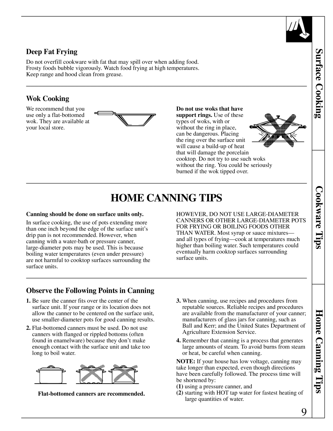 GE JDP36, JDP37 manual Home Canning Tips, Surface Cooking 