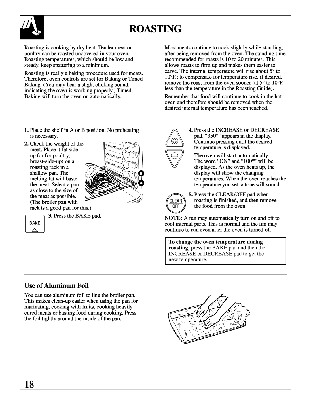 GE JDP37, JDP36 manual Roasting, Use of Aluminum Foil 