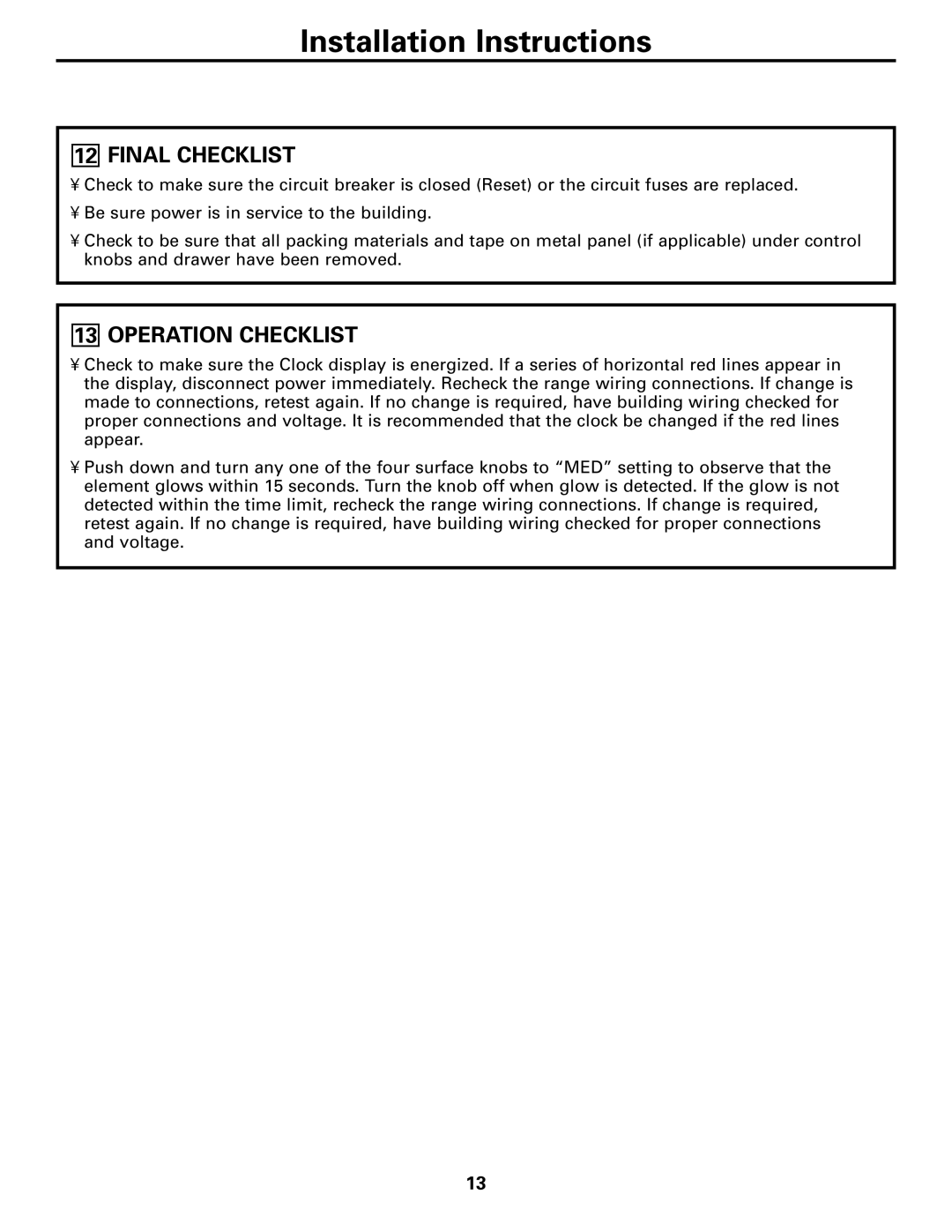 GE JDS28, JDP39, 131-10595-2 1-07 JR installation instructions Final Checklist, Operation Checklist 