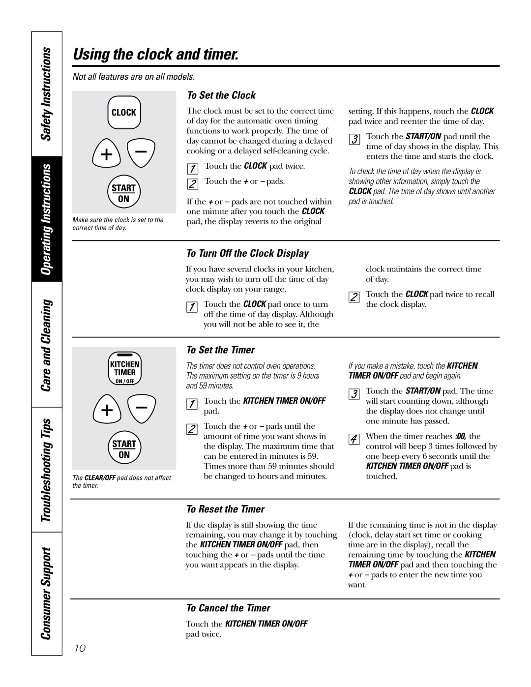 GE JDP39 owner manual Using the clock and timer, Cleaning, Troubleshooting Tips Care 