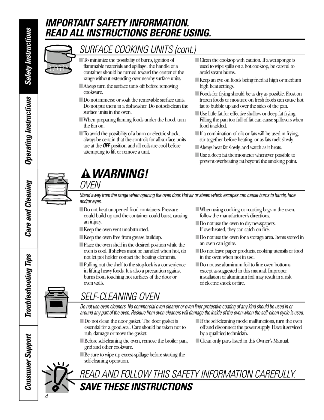 GE JDP39 owner manual Troubleshooting Tips Care and Cleaning, Consumer 